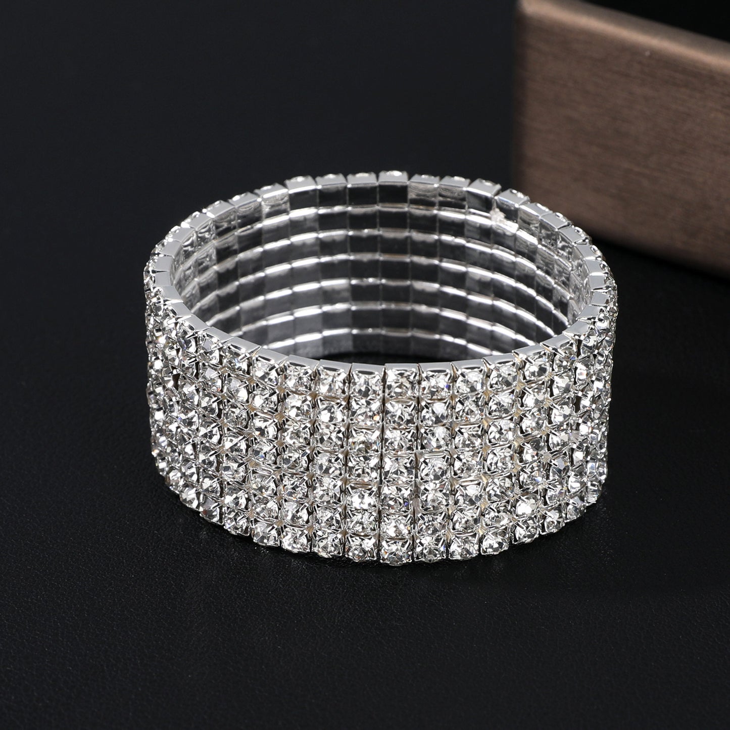 Korean Style Full Diamond Elastic Bracelet Shiny Rhinestone Bangle