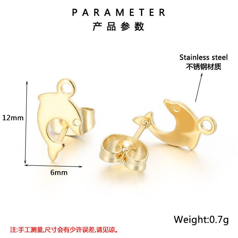 Dolphin Stainless Steel Plated Stud Earrings - Minimalist Handmade Jewelry