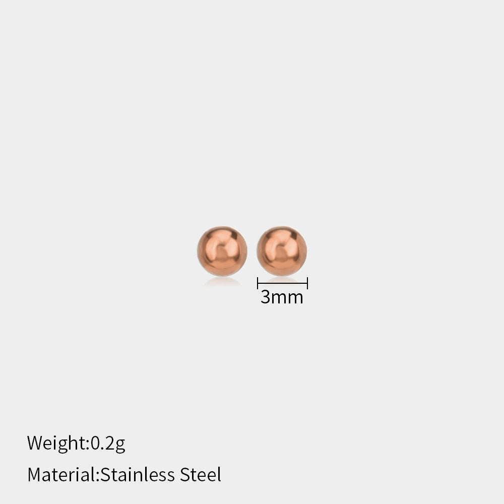 Minimalist Stainless Steel Ball Stud Earrings for Women - 1mm/4mm Round Bead Design
