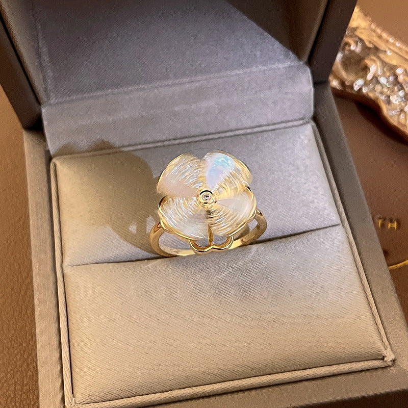 Fashion Heart & Bow Knot Zircon Adjustable Copper Ring