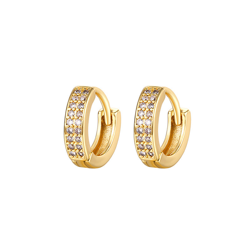 Simple Style Copper Zircon Inlaid Hoop Earrings