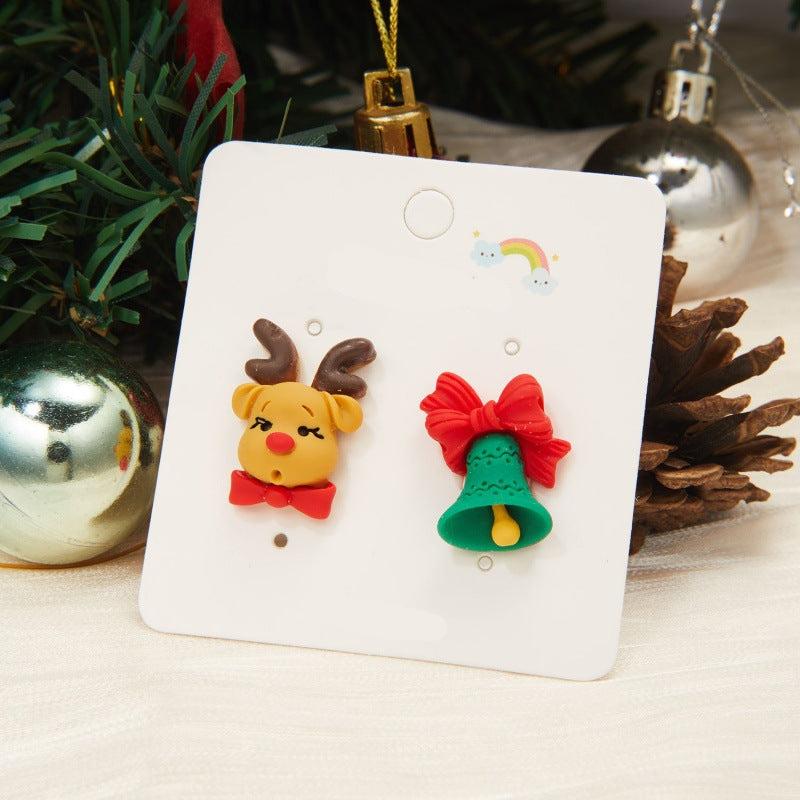 Fashion Creative Christmas Tree Santa Claus Snowman Asymmetric Earrings