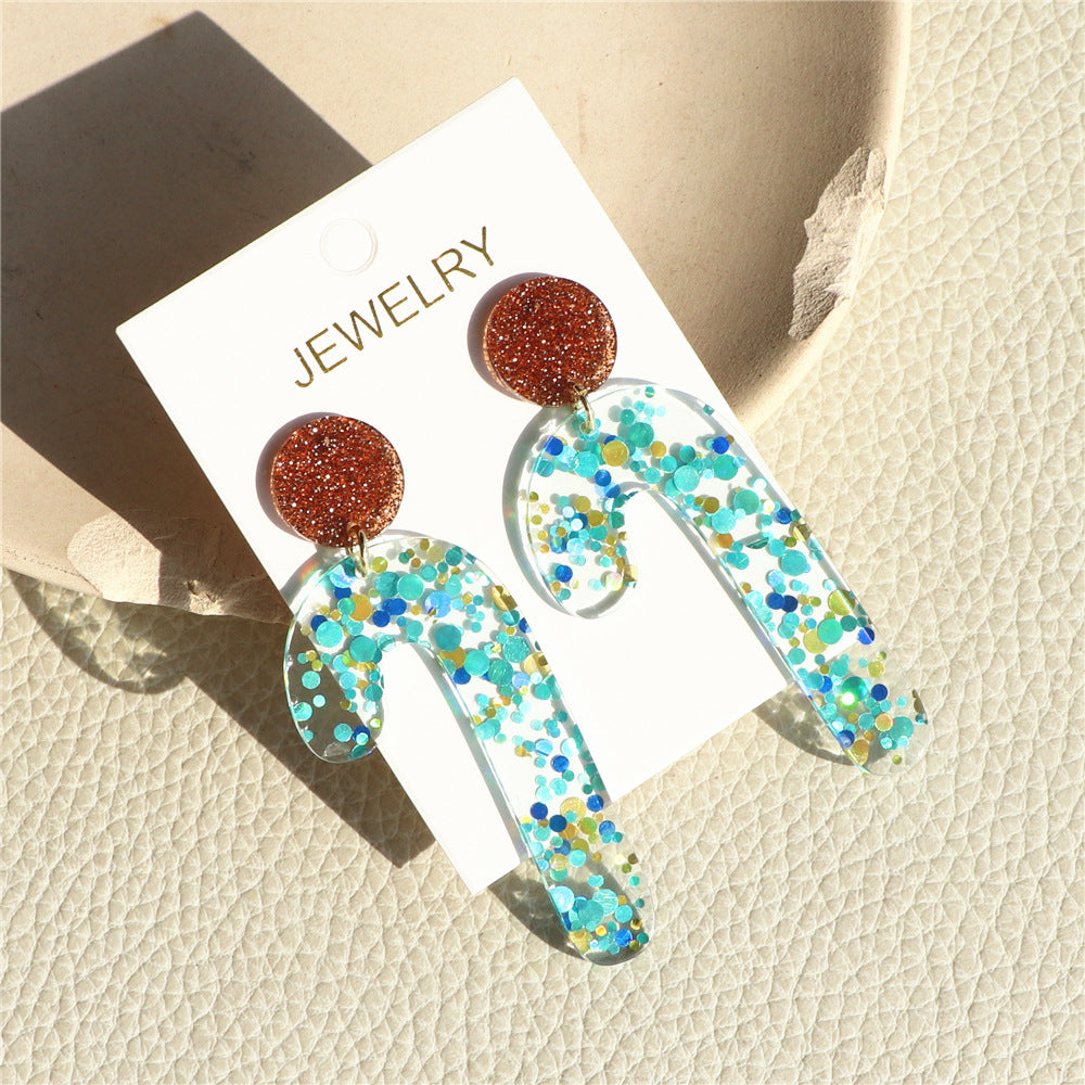 1 Pair Modern Christmas Tree Acrylic Cane Drop Earrings