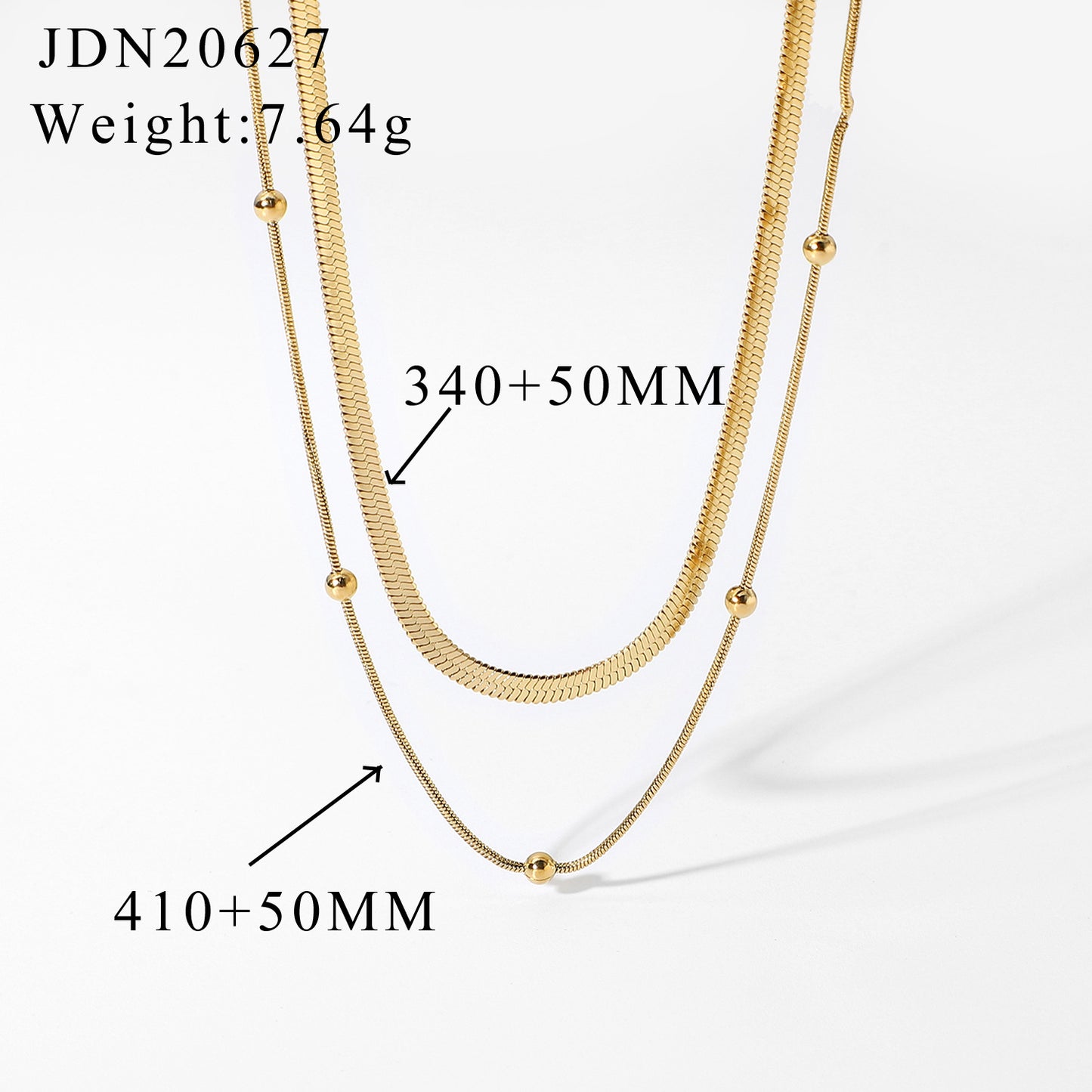 European American Minimalist Stainless Steel Layered Bead Necklace for Women