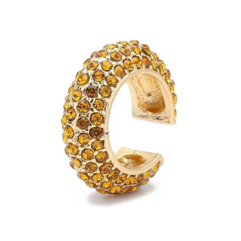 C-Shaped Inlaid Diamond Ear Cuffs - Minimalist Statement Design
