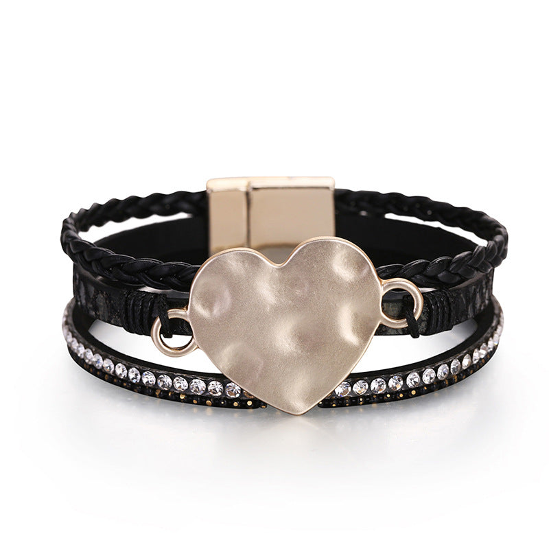 Bohemian Triple Layer Woven Snake Pattern Leather Bracelet