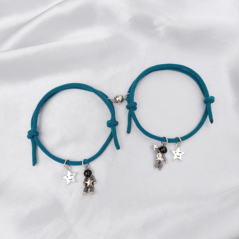 Magnetic Spaceman Couple Bracelet Set - European and American Style