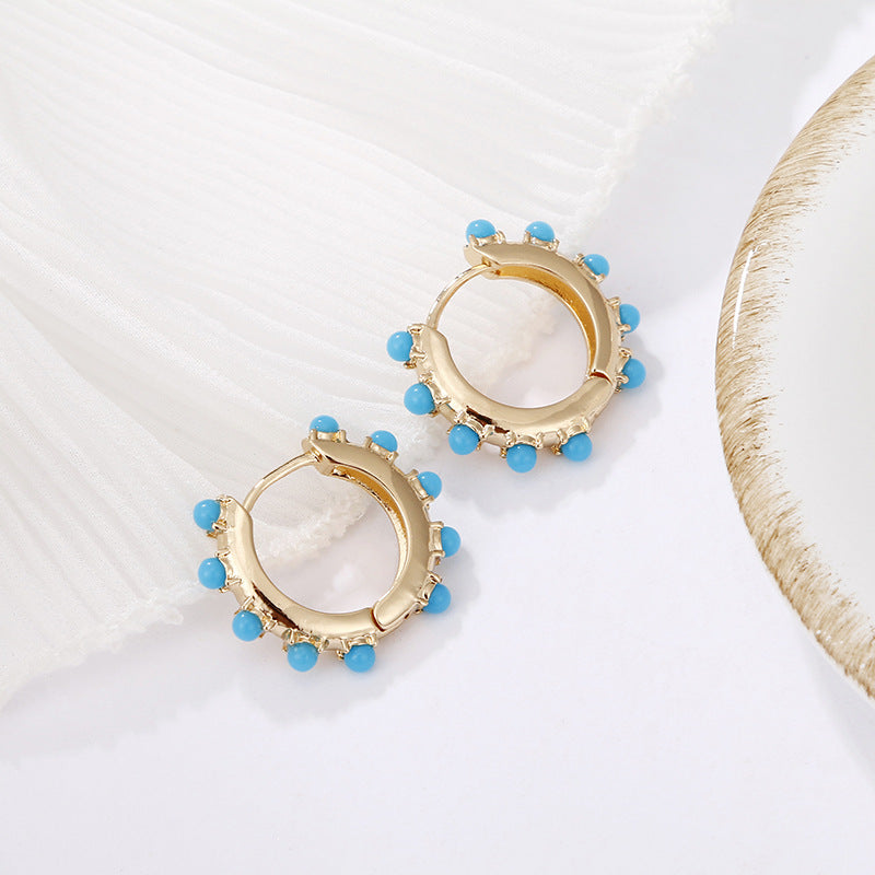 Colorful Round Pearl Acrylic Hoop Earrings for Women
