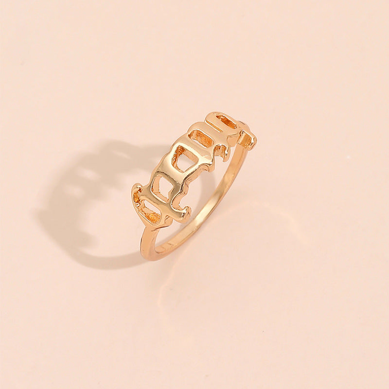 Fashion Heart-shaped Letter and Colorful Smiley Ring Set