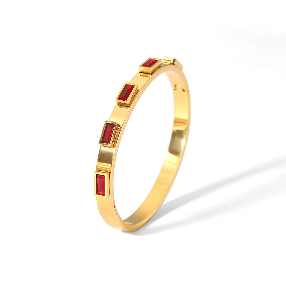 18K Gold Plated Stainless Steel Zircon Star Bangle Bracelet