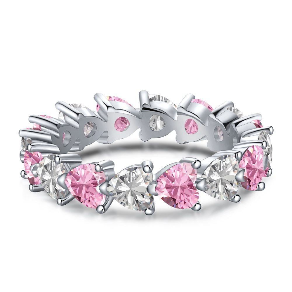Heart Shape Sterling Silver Zircon Inlay Ring for Women
