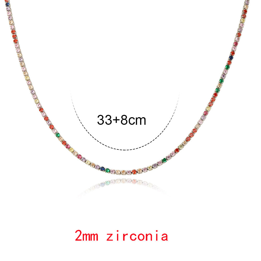 Fashion Multicolor Zircon Geometric Copper Necklace