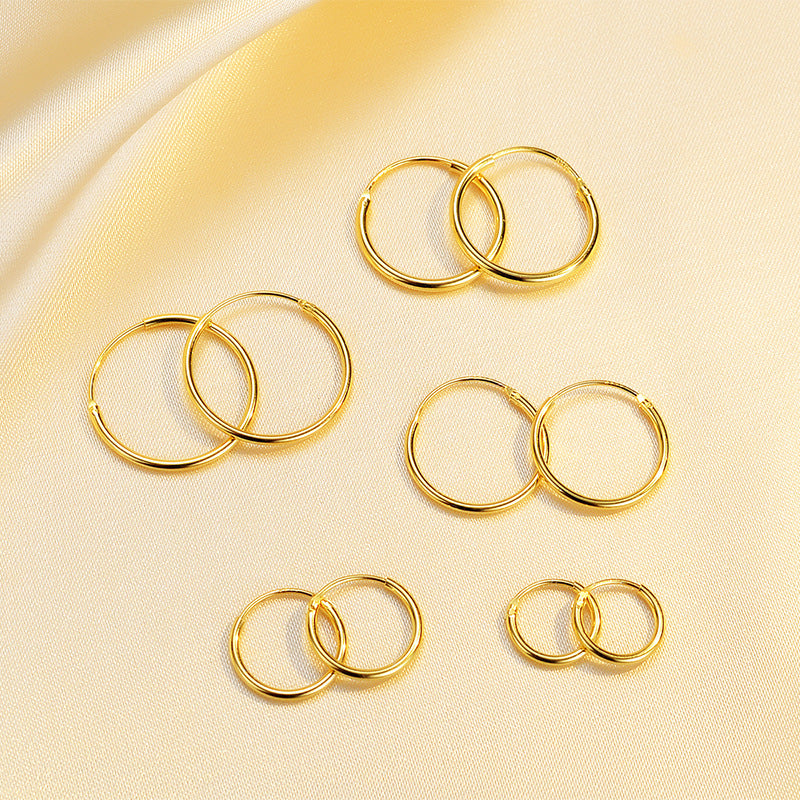 Sterling Silver Plated Round Hoop Earrings for Men and Women
