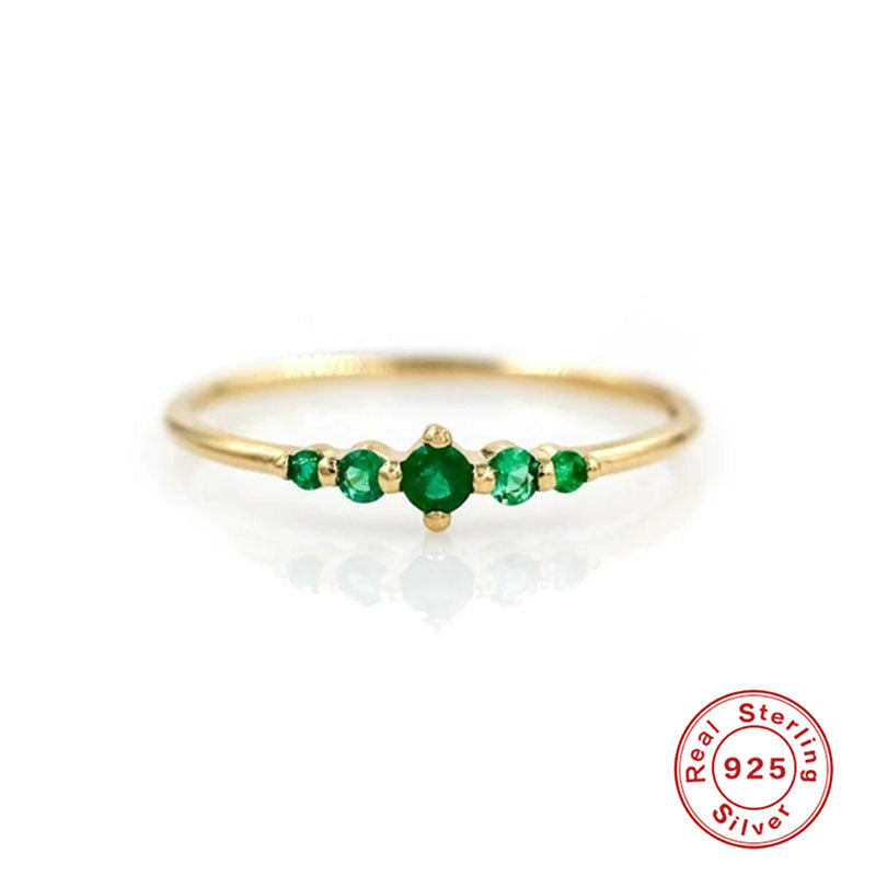 Fashion Round Sterling Silver Zircon Stacking Ring for Women