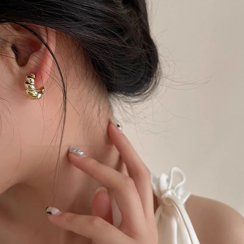 Retro Twisted Copper Threaded Minimalist Earrings