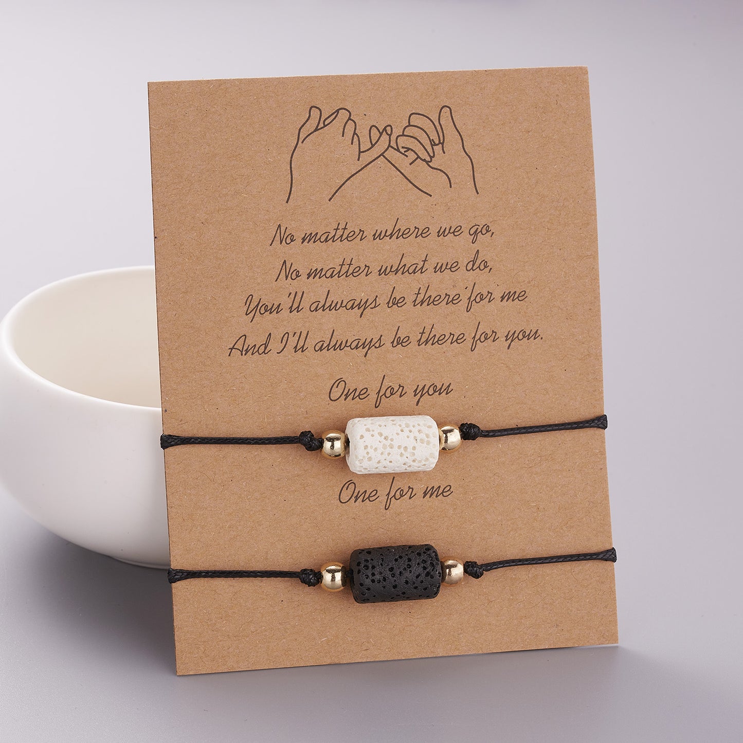 Fashion Seed Bead Rope & Volcanic Stone Heart Charm Bracelet Set for Women