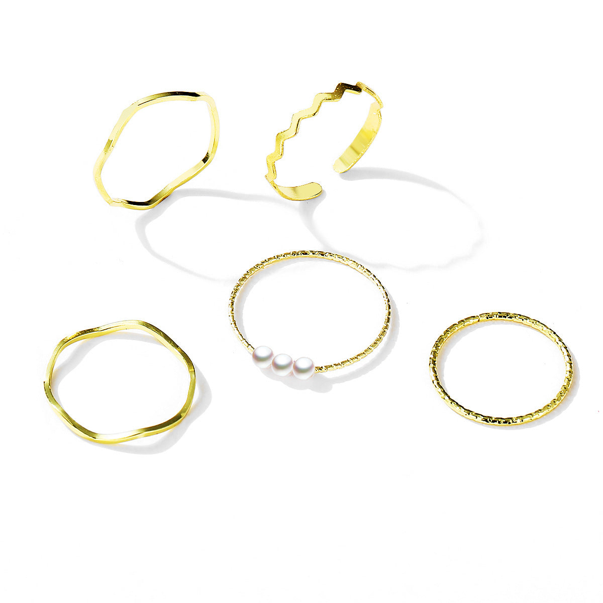 Simple Geometric Five-Piece Ring Set