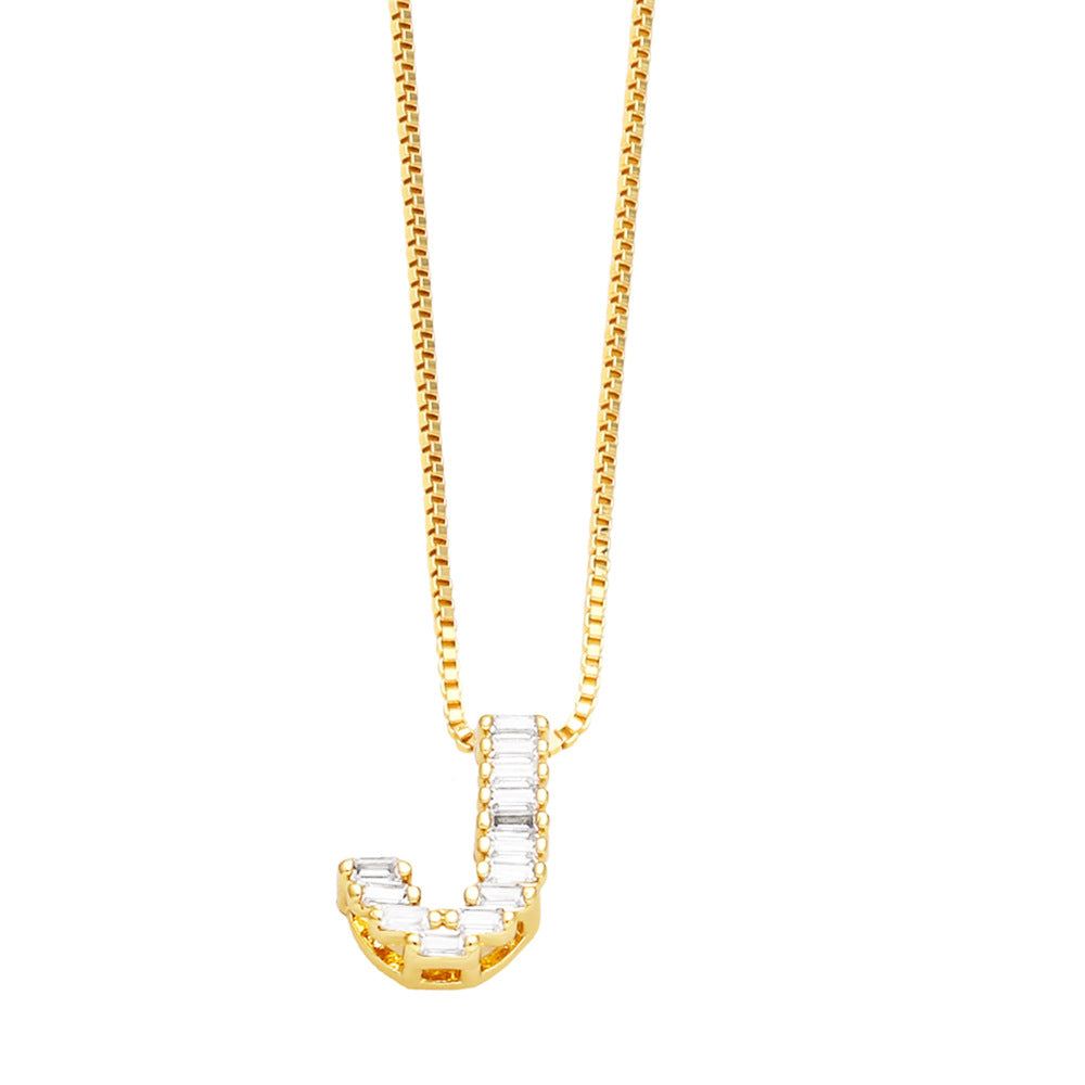 18K Gold Plated Zircon Letter Pendant Necklace