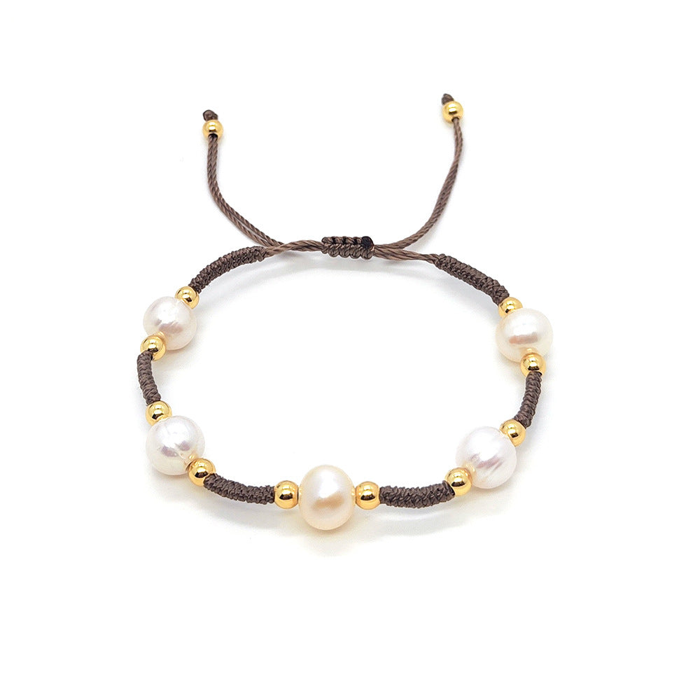 Geometric Pearl Mixed Materials Bohemian Hand-Woven Women's Bracelet