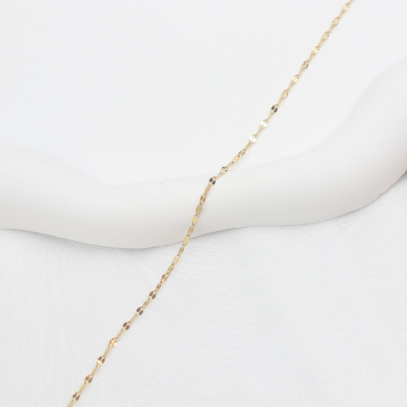 Simple Solid Titanium Steel Gold Inlaid Necklace with 18k Stainless Steel Cross and Box Chain, 45cm Lobster Clasp