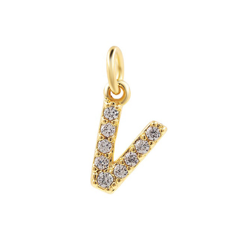Bohemian 18K Gold Plated Alphabet Necklace with Zircon Charms
