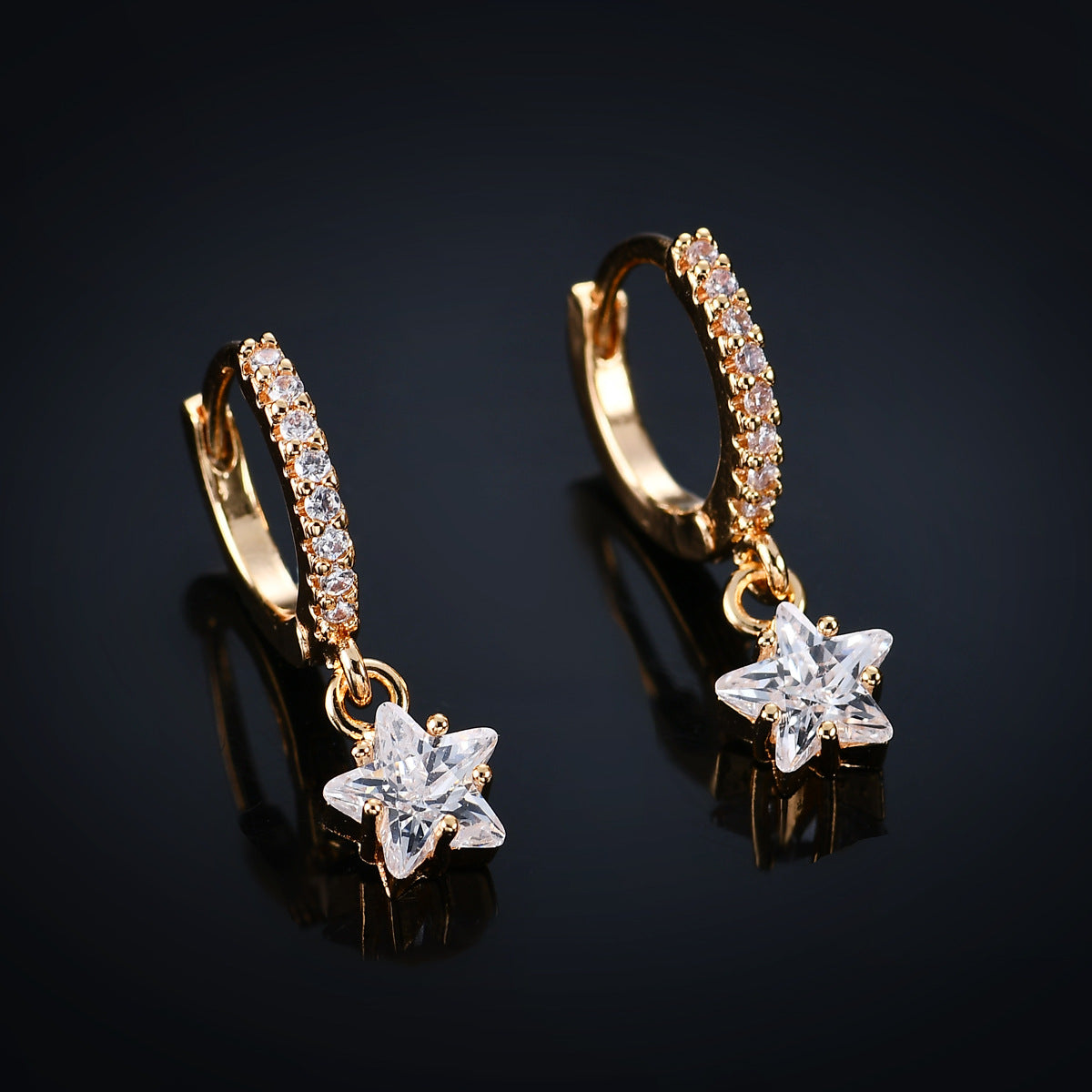 Fashion Star Minimalist Zircon Star Drop Earrings