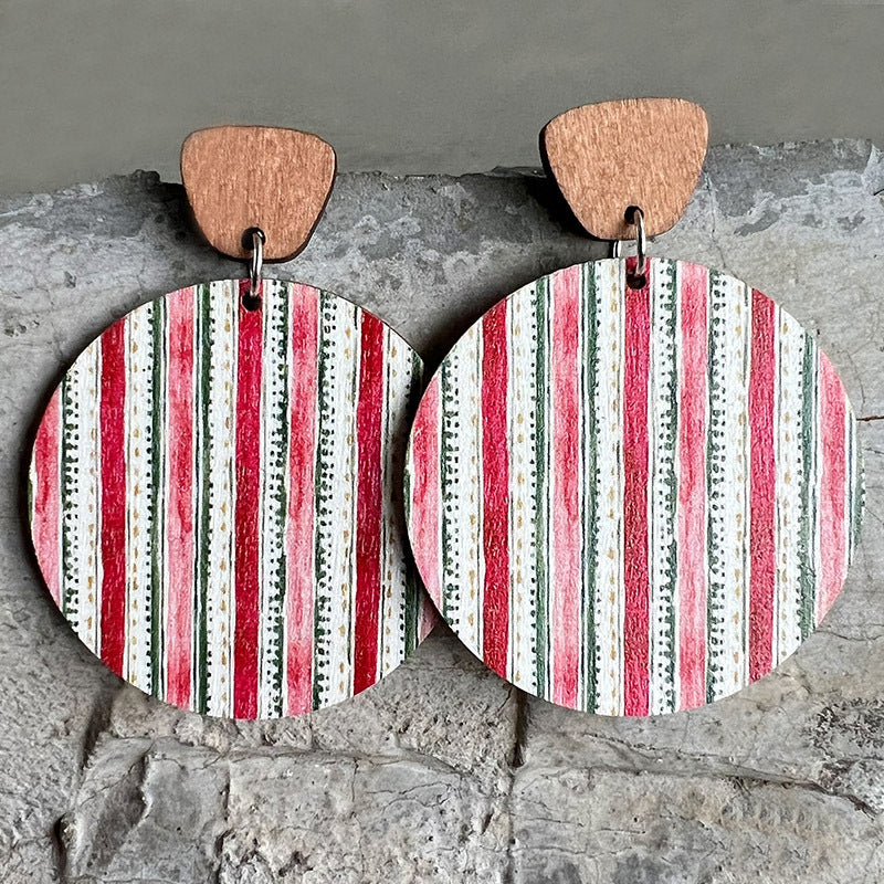 1 Pair Bohemian Geometric Christmas Tree Wood Drop Earrings
