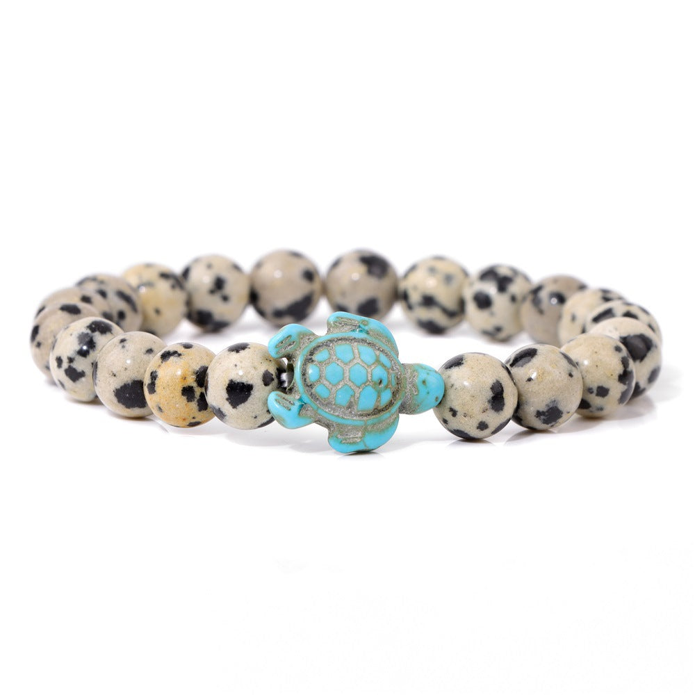 Retro Tortoise Agate and Natural Stone Beaded Bracelet