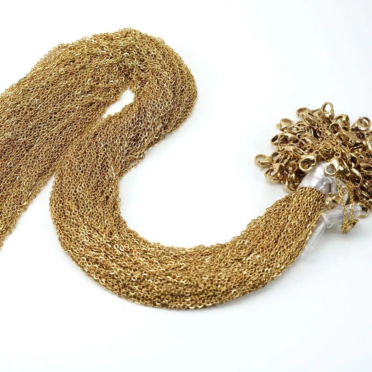 Simple Geometric Gold Plated Stainless Steel Necklace with Lobster Clasp Chain