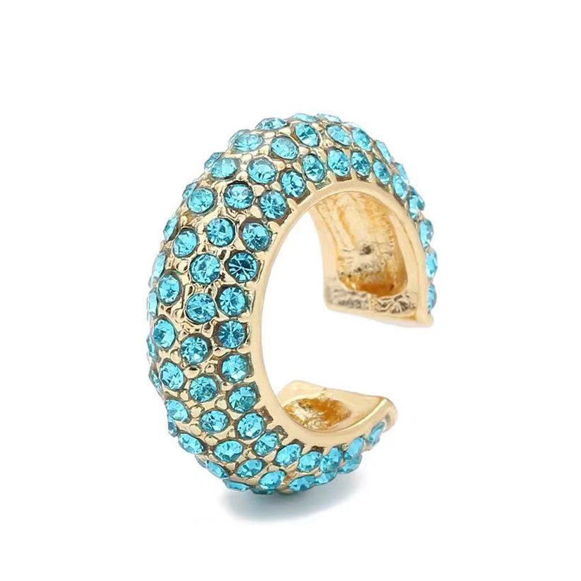 C-Shaped Inlaid Diamond Ear Cuffs - Minimalist Statement Design