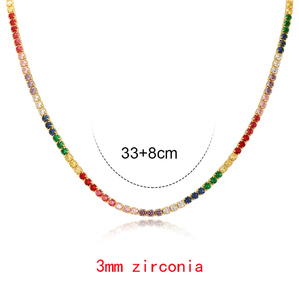 Fashion Multicolor Zircon Geometric Copper Necklace