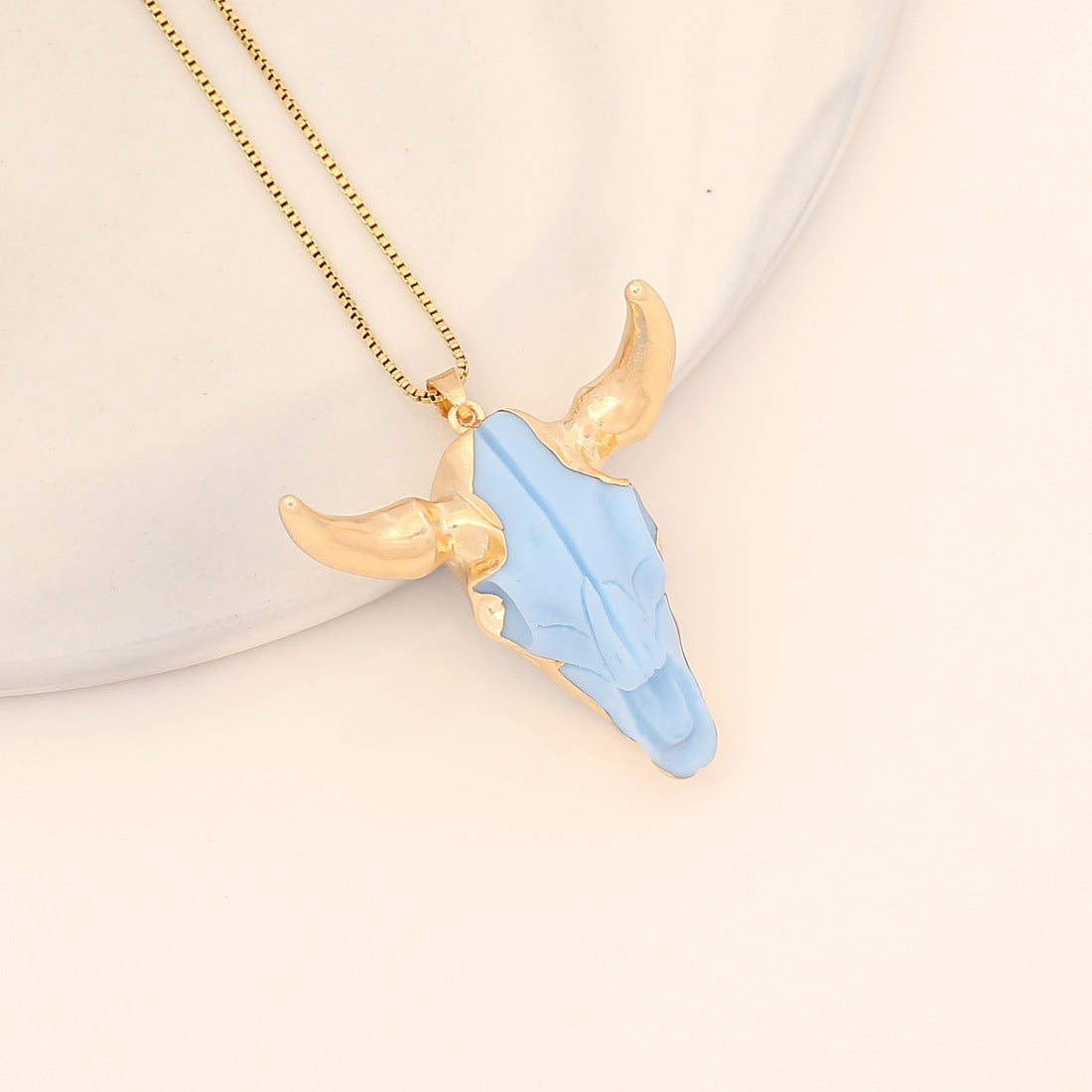 Bohemian Gold Plated Cattle Pendant Stainless Steel Necklace