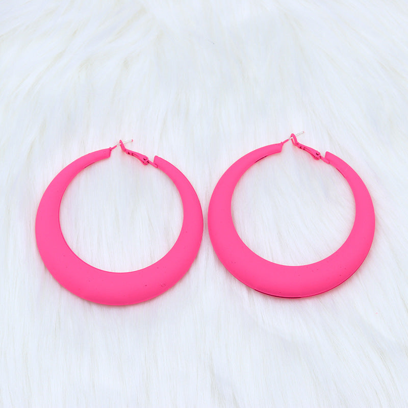 Geometric Metal Colorful Hoop Earrings for Women