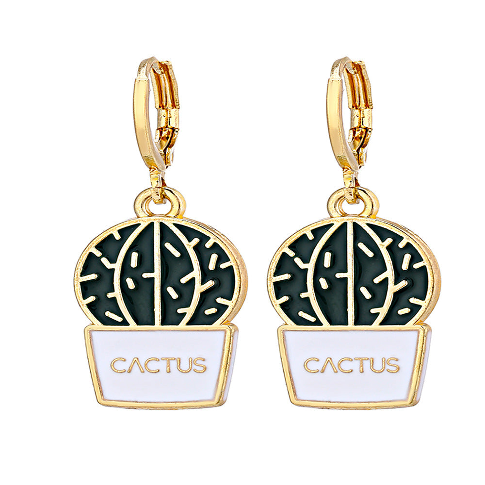 Geometric Hollow Cactus Pendant Earrings - Fashionable and Minimalist Design