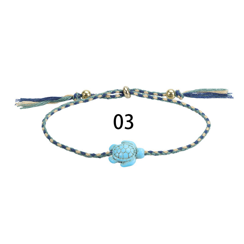 Bohemian Turtle Anklet and Bracelet Set - Multicolor Beach Surf Style