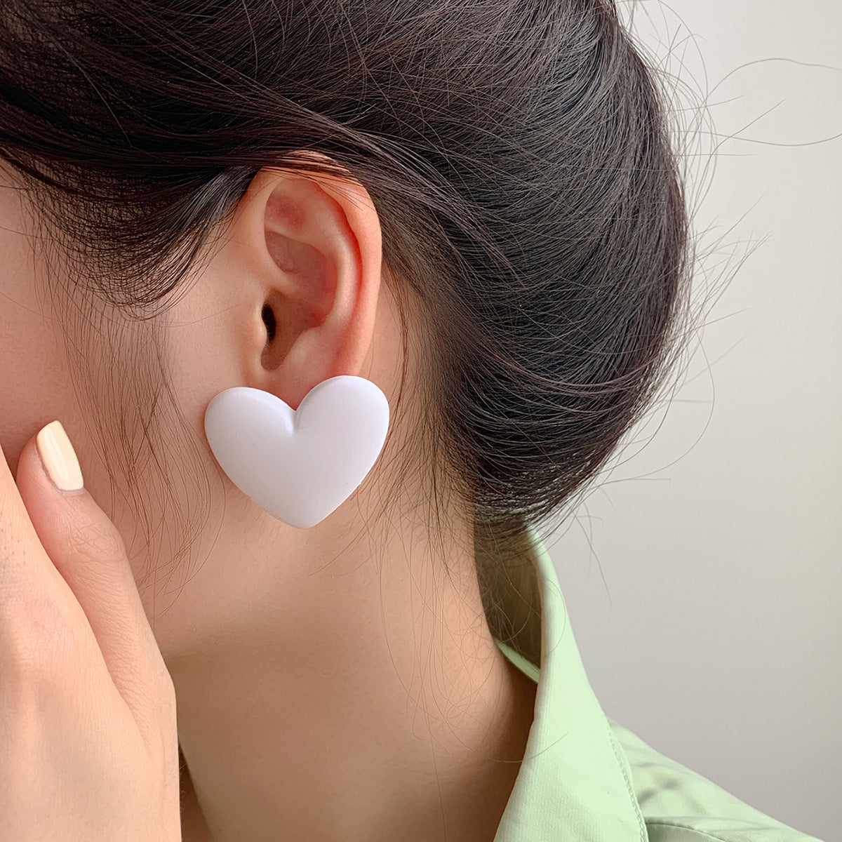 Candy Color Heart Stud Earrings - Macaron Multi-Color 925 Silver