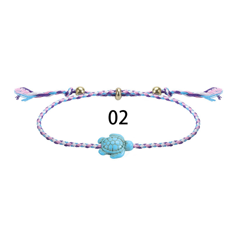 Bohemian Turtle Anklet and Bracelet Set - Multicolor Beach Surf Style