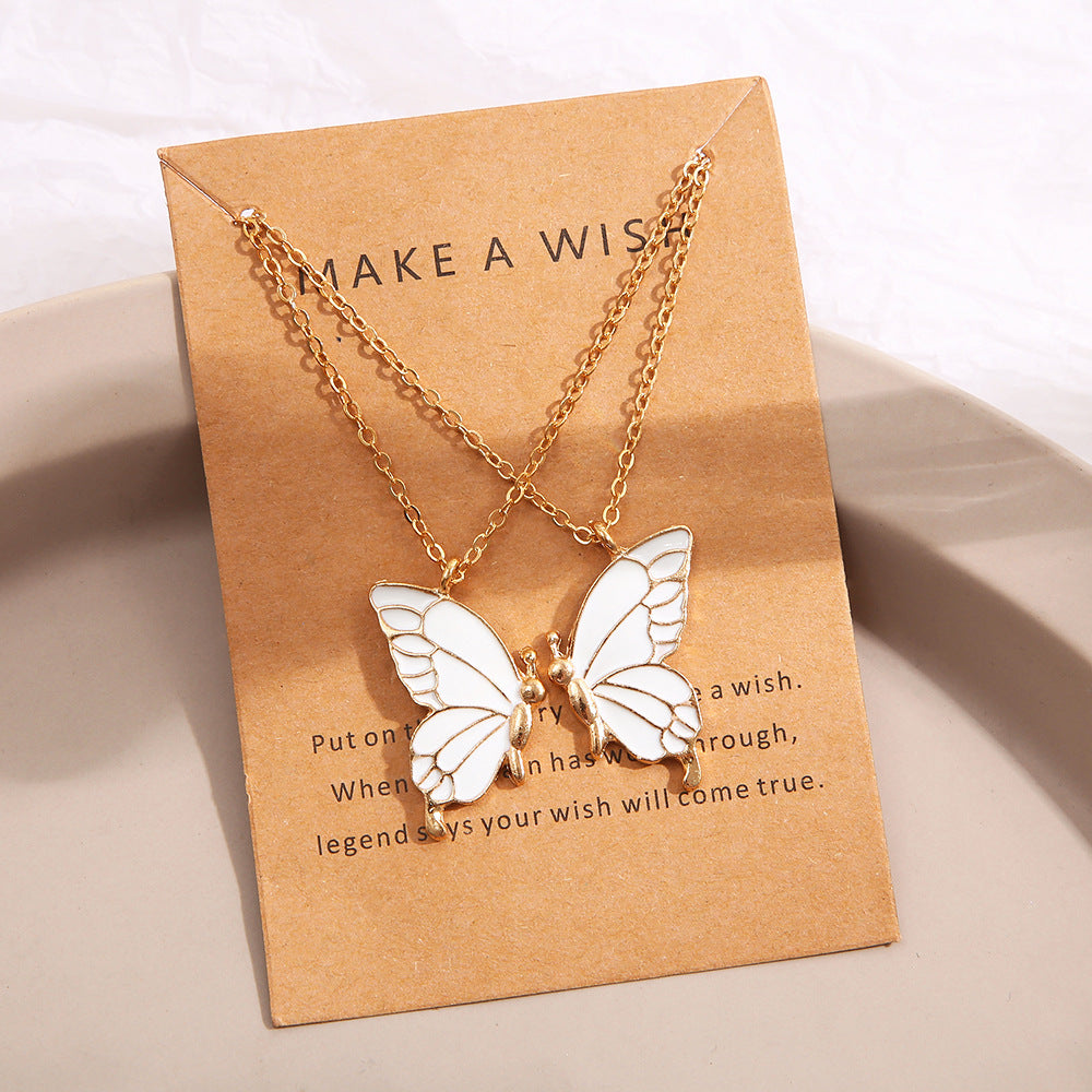 Simple Retro Multicolor Butterfly Pendant Necklace