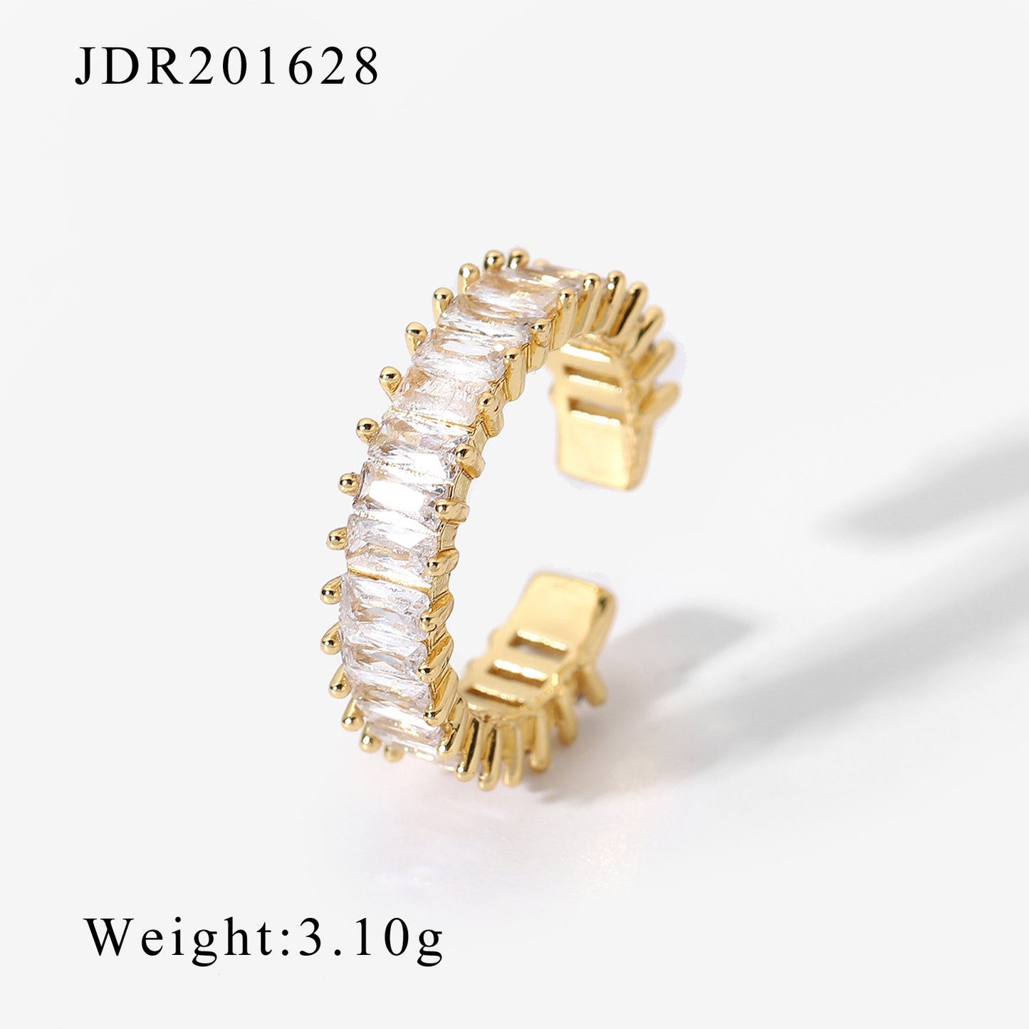 18K Gold Plated Zircon Geometric Adjustable Copper Ring