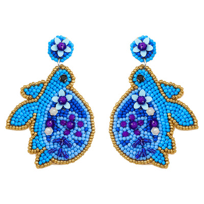Pair of Cute Flower & Ocean-Themed Beaded Tassel Drop Earrings
