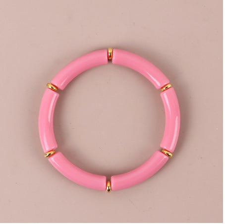 Colorful Acrylic Resin Beaded Cuff Bracelet