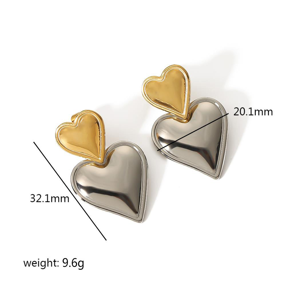 Elegant Heart Shape Titanium Steel Drop Earrings for Women