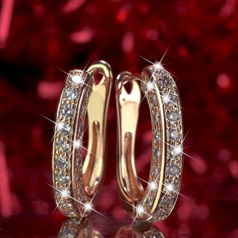 Elegant U-Shaped Geometric Zircon Copper Earrings for Women