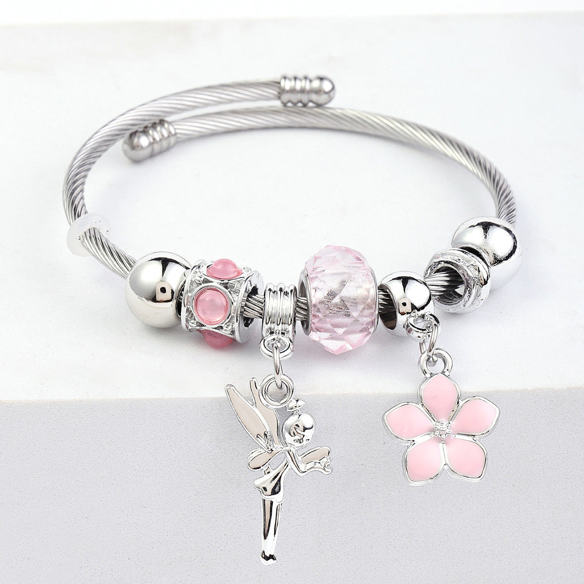 Elegant Heart Butterfly Stainless Steel Bangle 2023 Fashion Wholesale