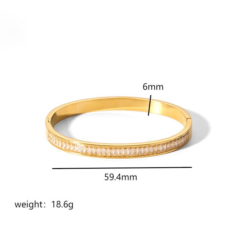18K Gold Plated Stainless Steel Zircon Star Bangle Bracelet