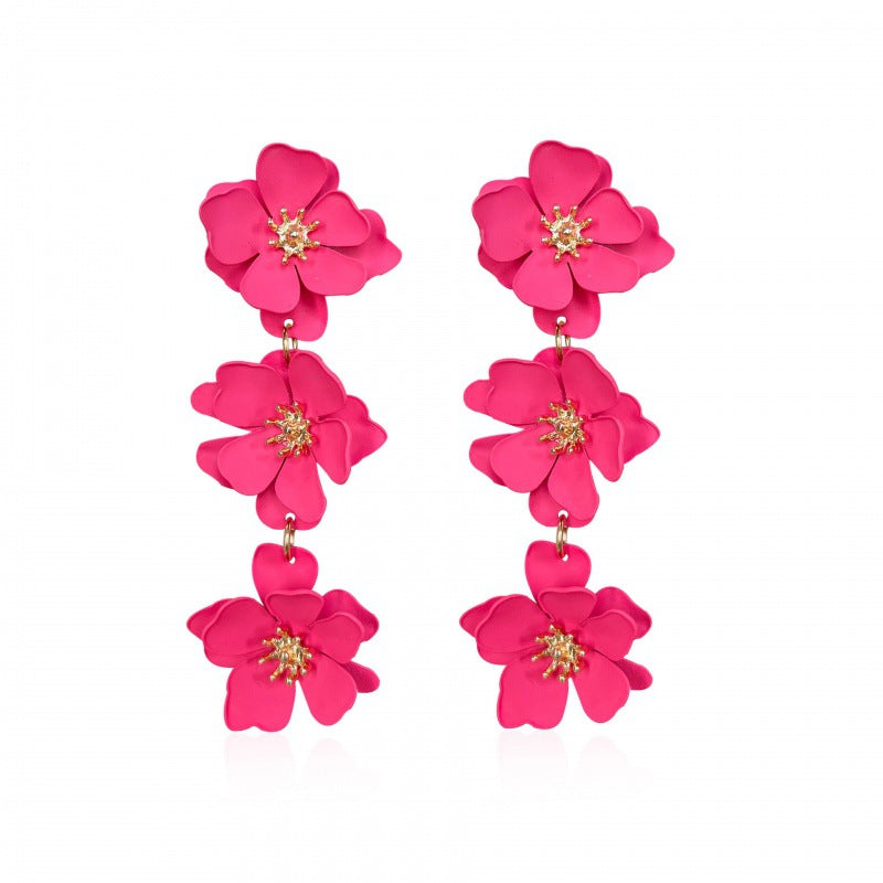 Elegant Bohemian Flower Alloy Drop Earrings