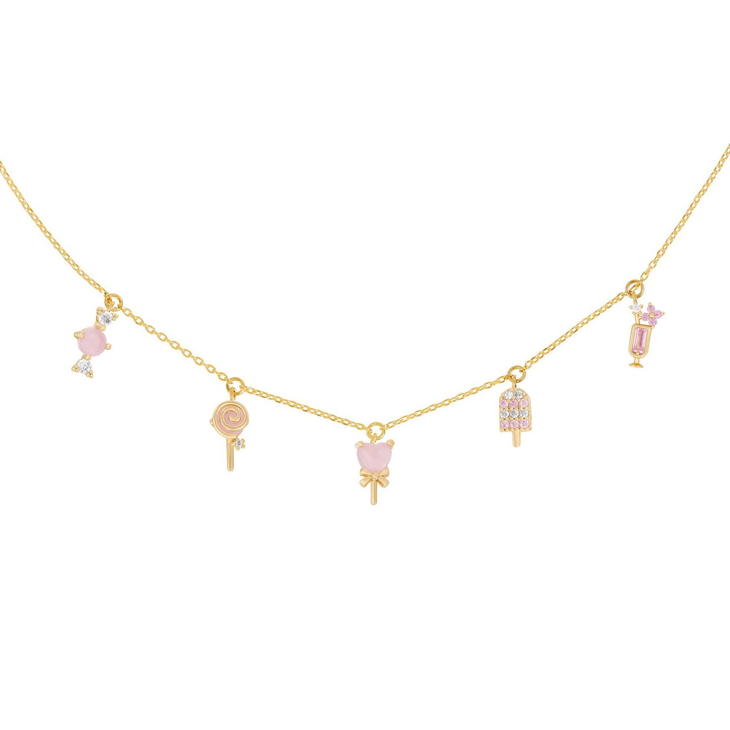18K Gold Plated Colorful Zircon Lollipop Pendant Necklace