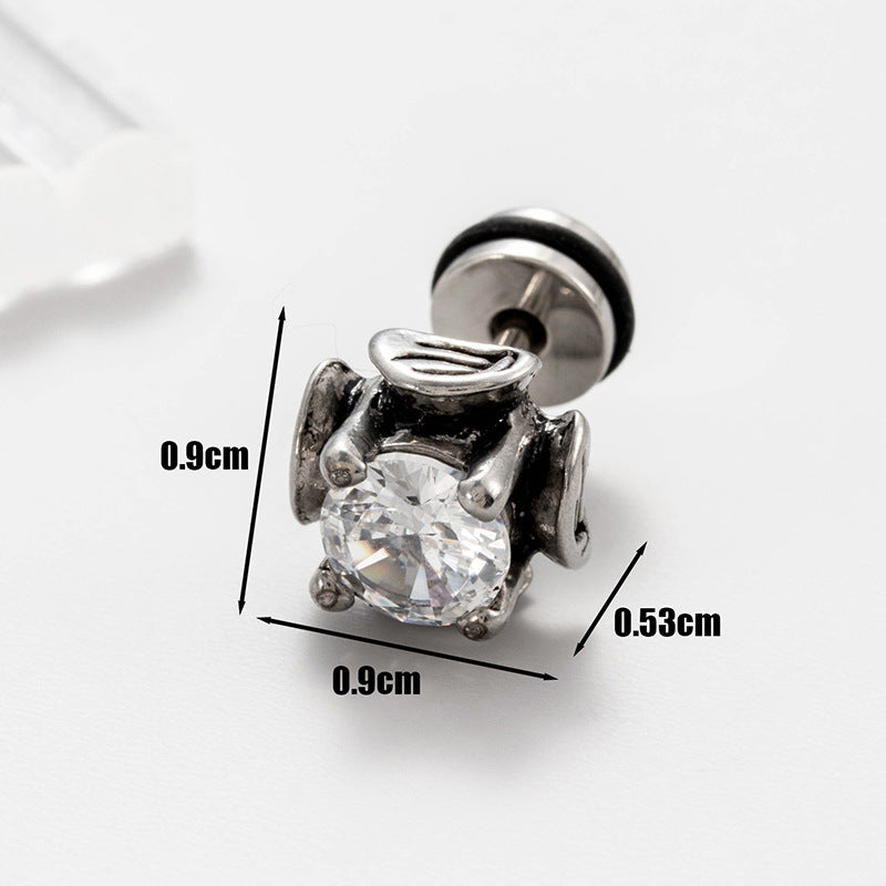Vintage Geometric 316 Stainless Steel Zircon Men's Ear Stud