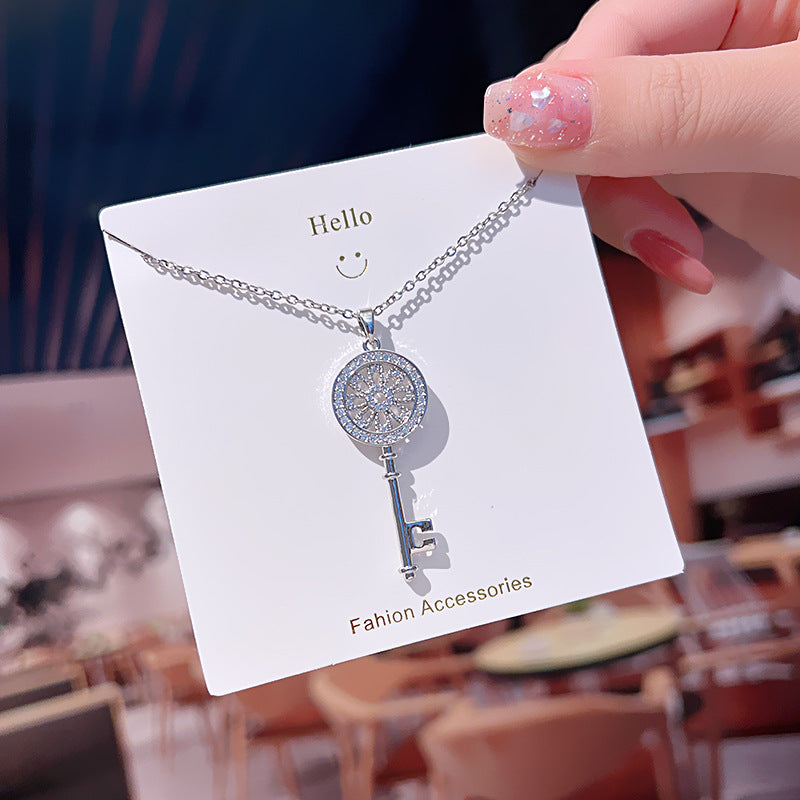 Fashion Titanium Steel Zircon Pendant Necklace with Cat Eye Stone Choker