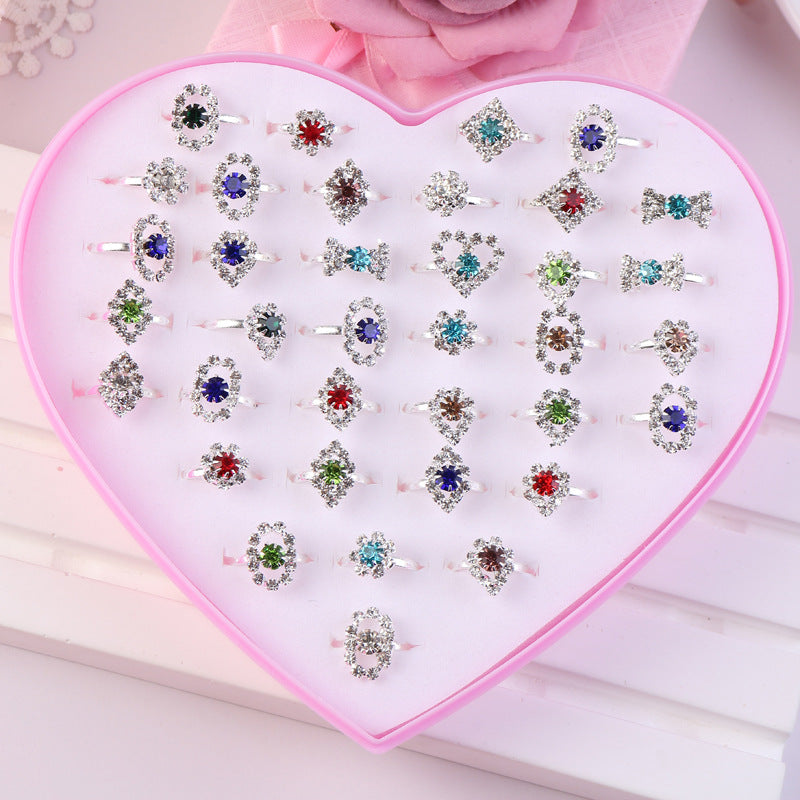 Children's Adjustable Flashing Diamond Ring Set - 36 Pieces